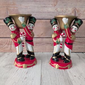 PartyLite Red and Gold Nutcracker Candle Holders